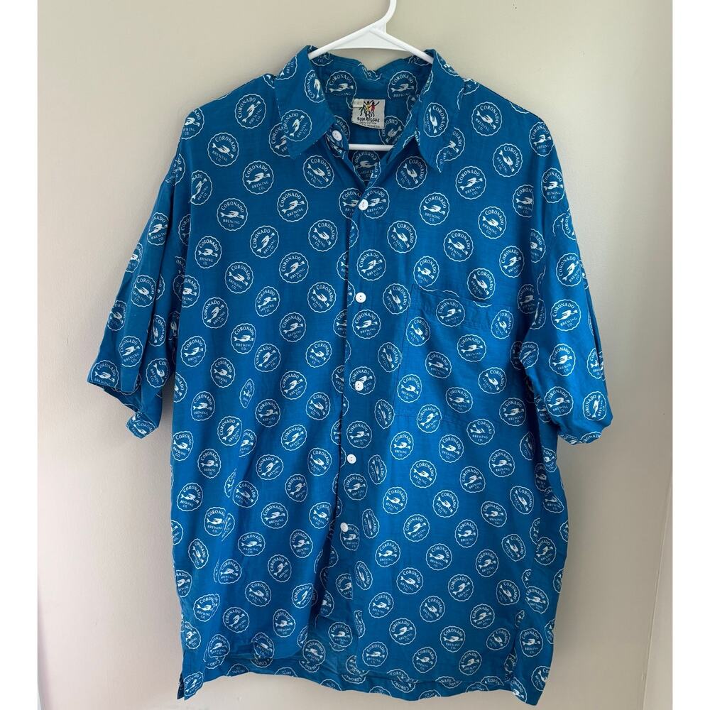Coronado Brewing Company Blue Button Up Shirt Lightweight Craft Beer Size L